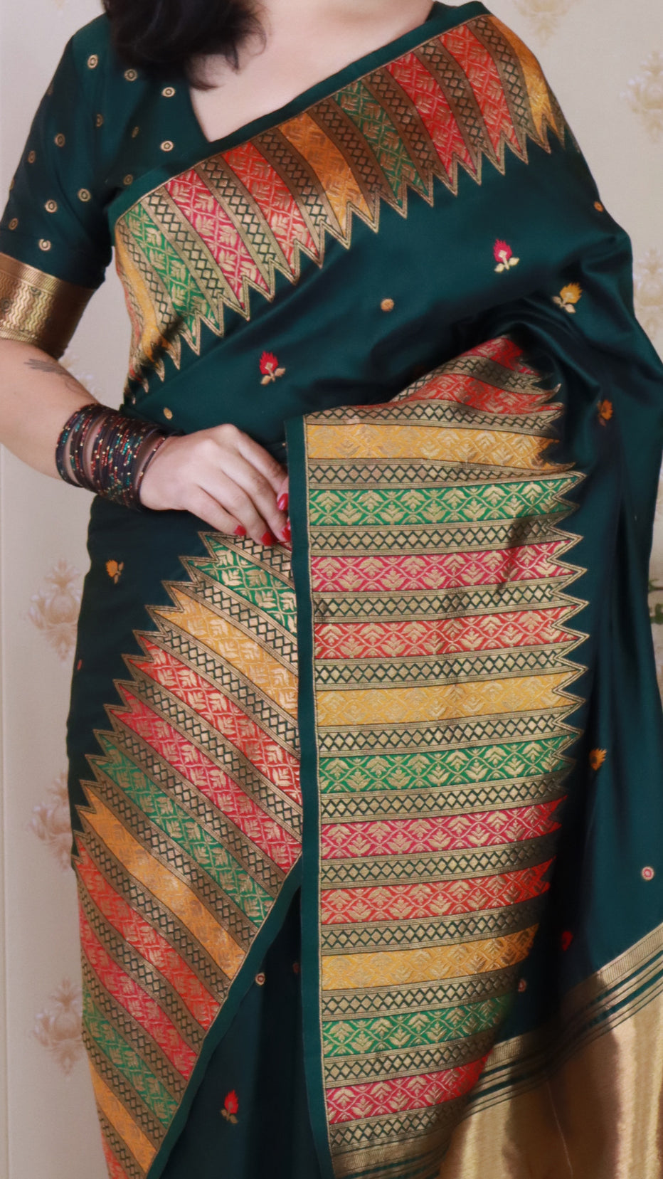 Bottal Green Soft Silk Meenakari Zari Woven Saree Banarasi Saree Anant Tex Exports Pvt.Ltd..