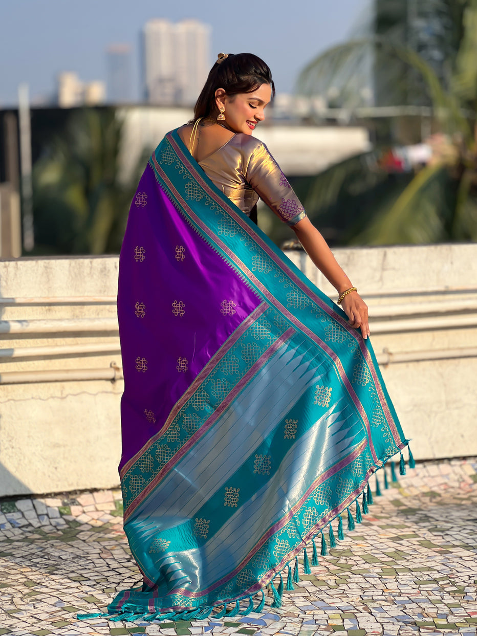 Purple Soft Silk Traditional Zari Contrast Soft Silk Saree Banarasi Saree Anant Tex Exports Pvt.Ltd..