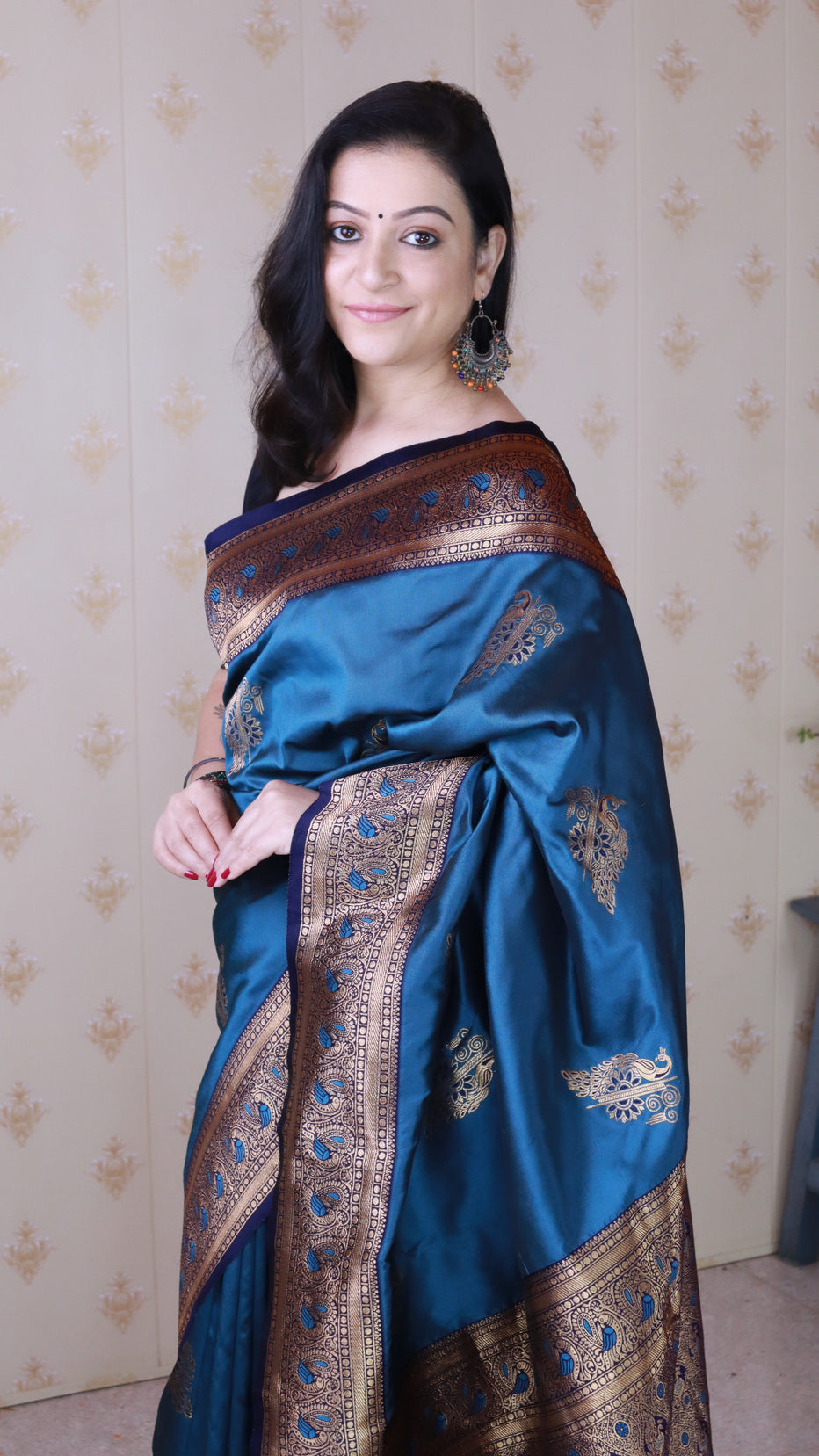 Metallic Blue Soft Silk Banarasi Peacock Zari Woven Saree Kanjivaram Saree Anant Tex Exports Pvt.Ltd..