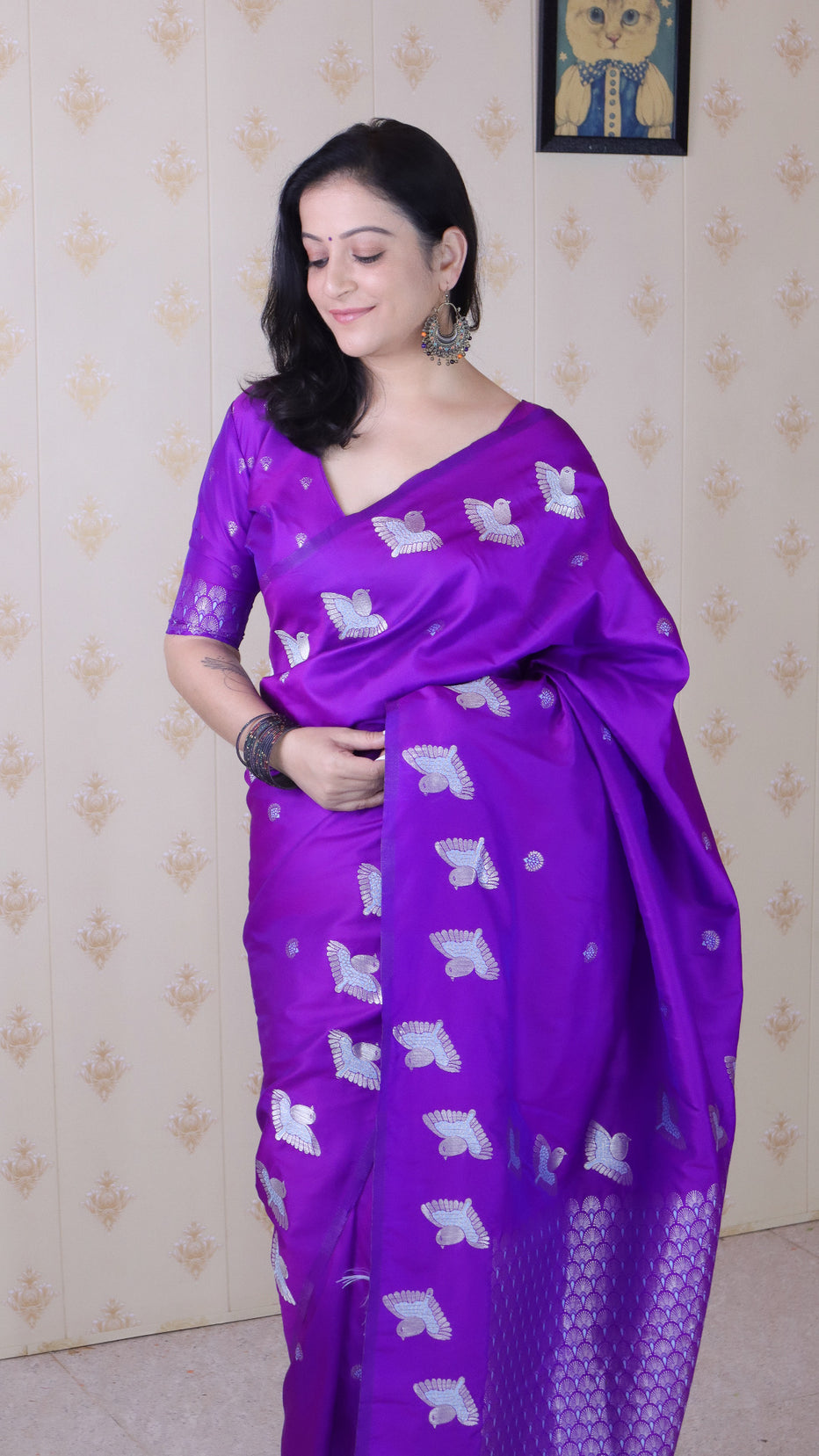 Purple Soft Silk Dual Zari Woven Moonga Silk Saree Moonga Silk sarees Anant Tex Exports Pvt.Ltd..