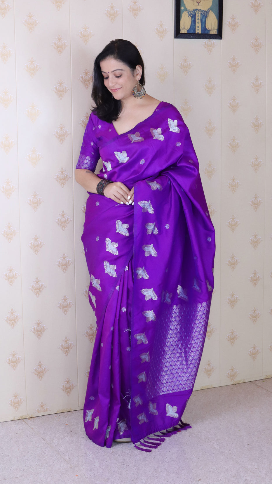 Purple Soft Silk Dual Zari Woven Moonga Silk Saree Moonga Silk sarees Anant Tex Exports Pvt.Ltd..