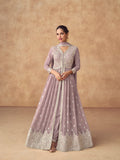 Lavender Embroidered Georgette Palazzo Suit