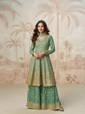 Green Georgette Palazzo Suit