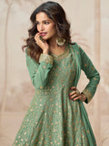 Green Georgette Palazzo Suit