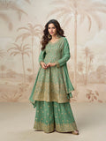 Green Georgette Palazzo Suit