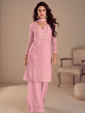 Blush Pink Embroidered Georgette Palazzo Suit
