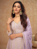 Lavender Real Chinon Embroidered Palazzo Suit