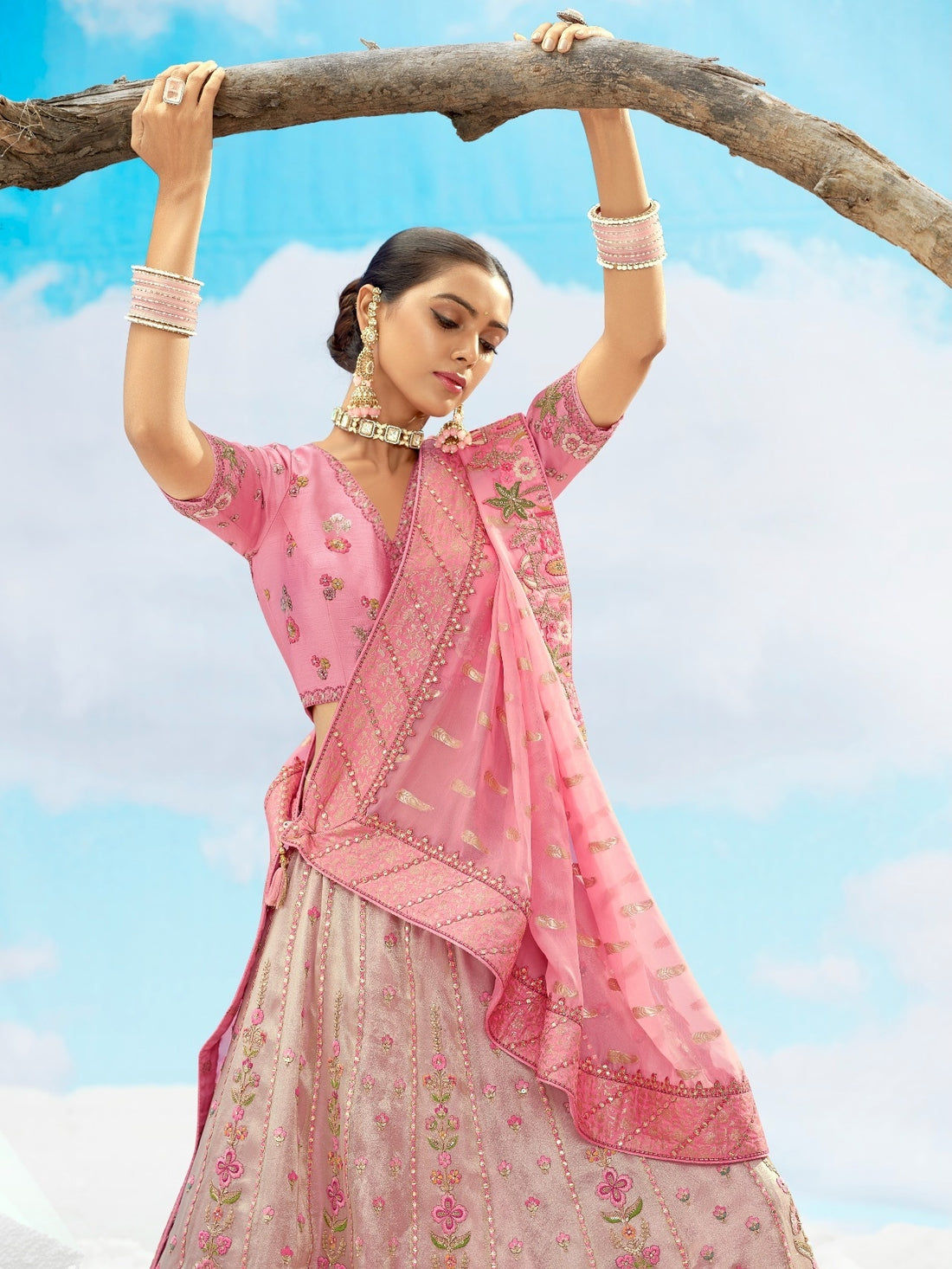 Soft Pink Bridal Lehenga with Heavy Embroidery