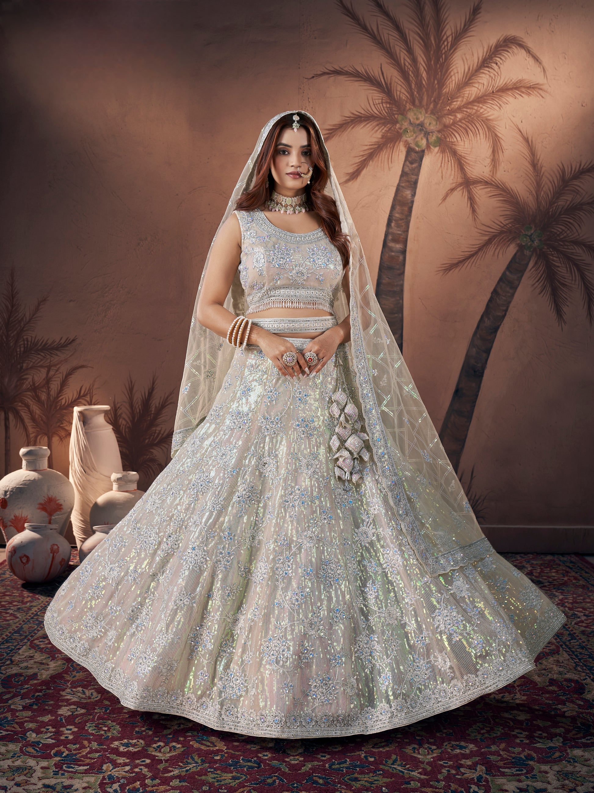 Heavy Bridal Lehenga Choli with Double Can-Can & Khatli Work