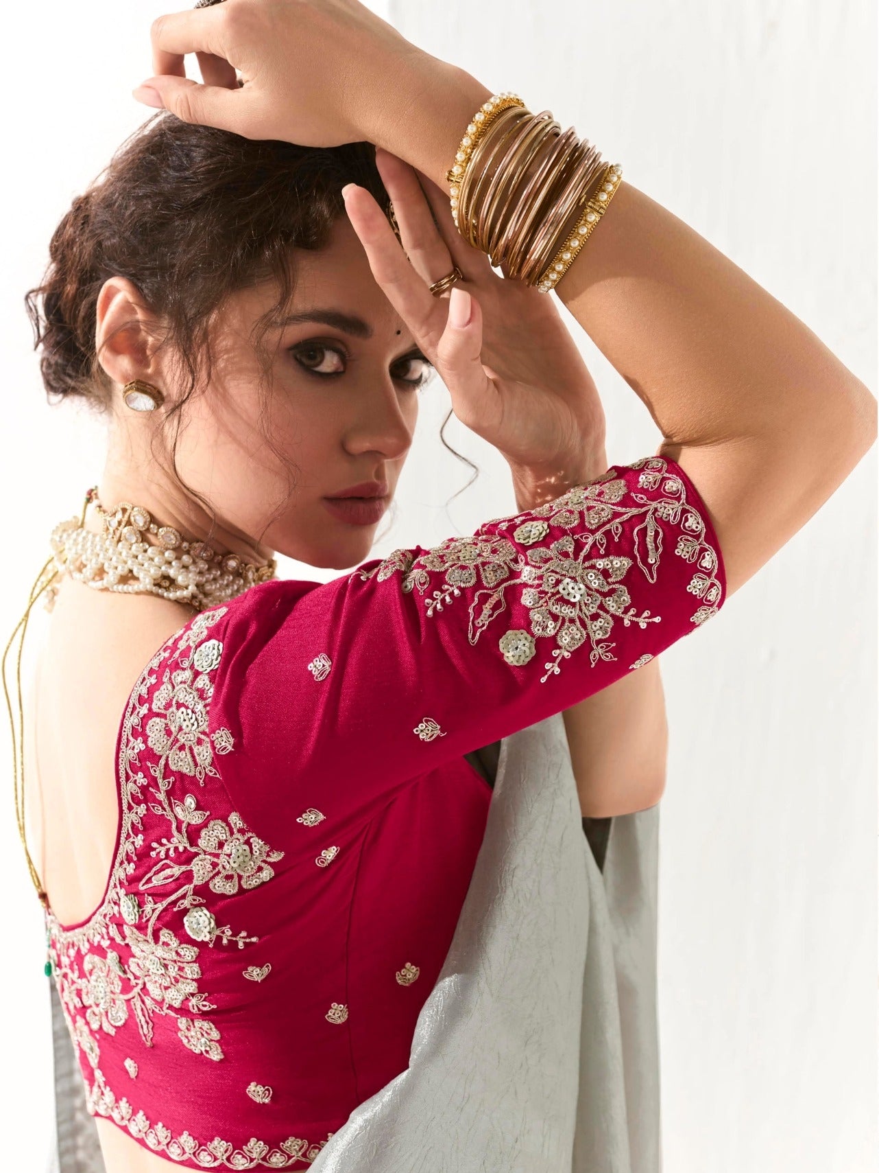 Elegant Silver Grey Tissue Saree Featuring Butta Work and Fancy Designer Tassels