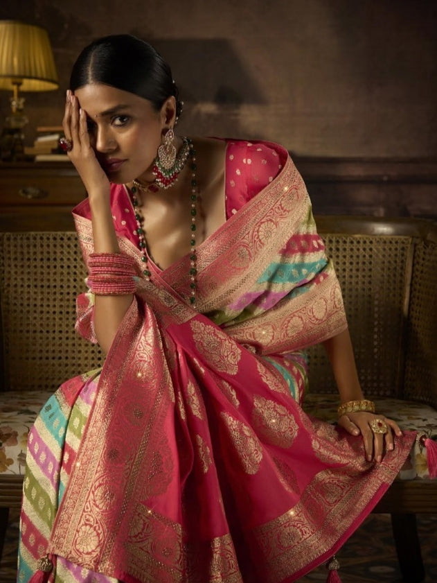 Designer Maroon Multicolor Saree for Festive Wear