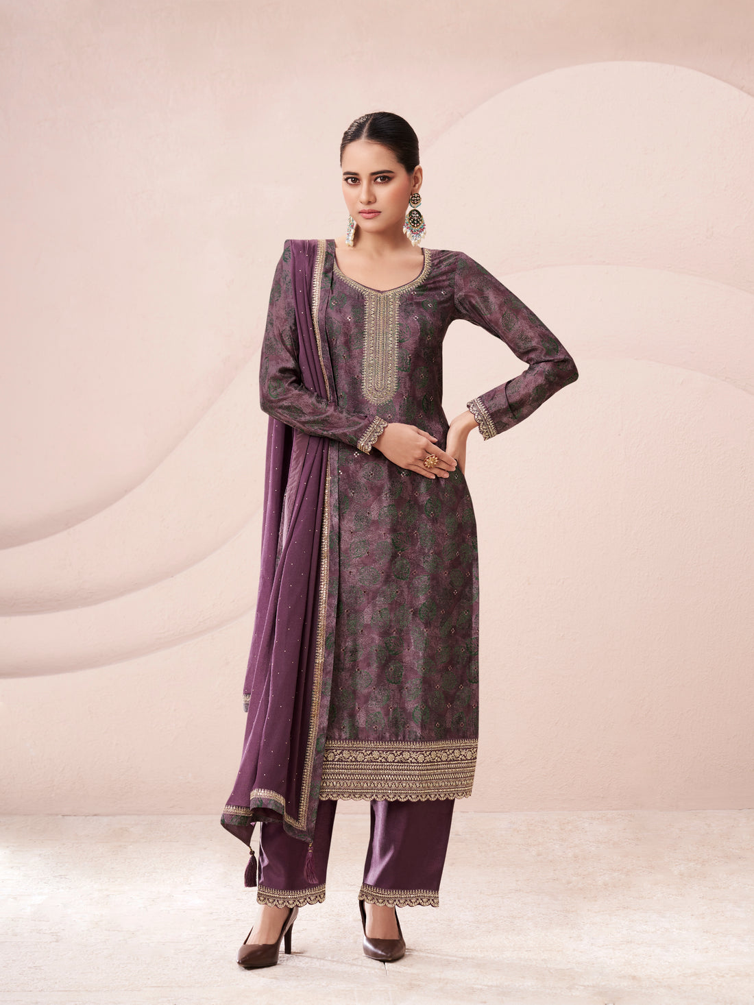 Purple kurta set for party wear women