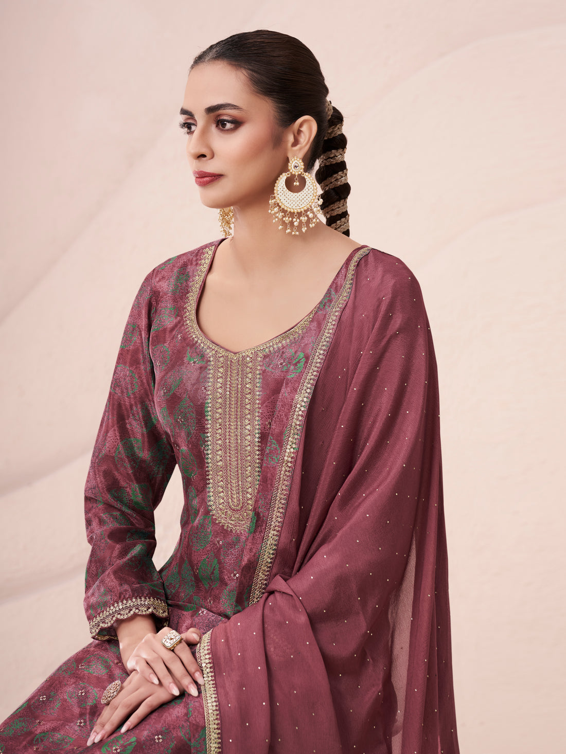 Wine kurta set for women party wear