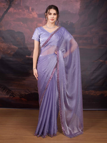 Lavender Jimmy Choo saree with heavy beads work