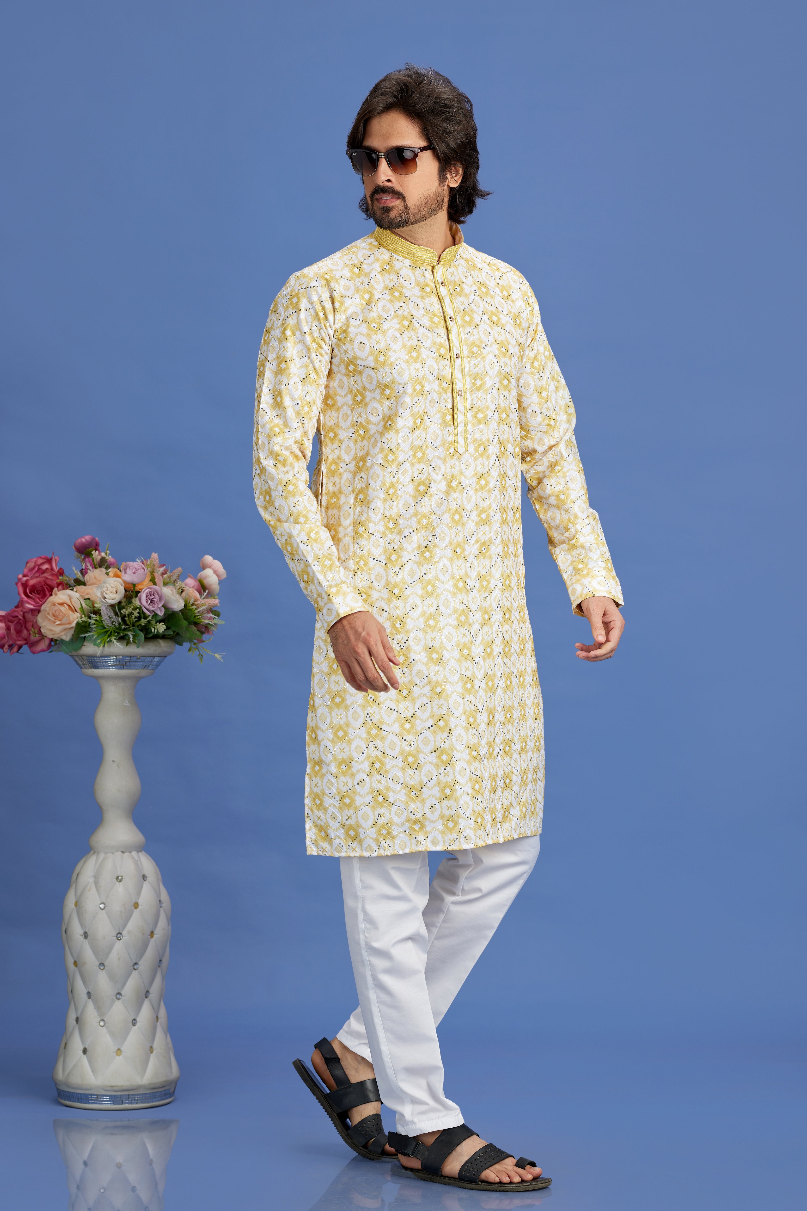 Yellow kurta pajama for haldi function