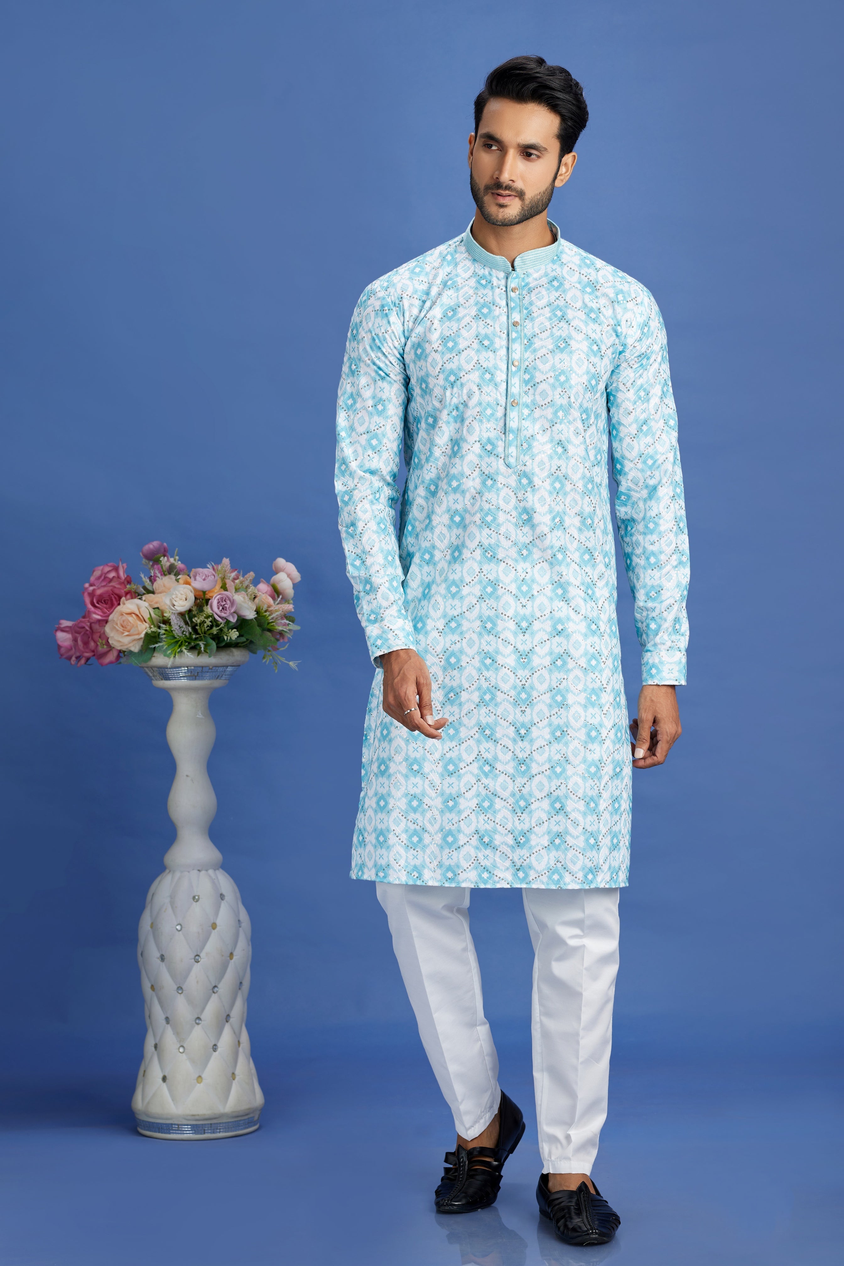 Festive cotton kurta for men