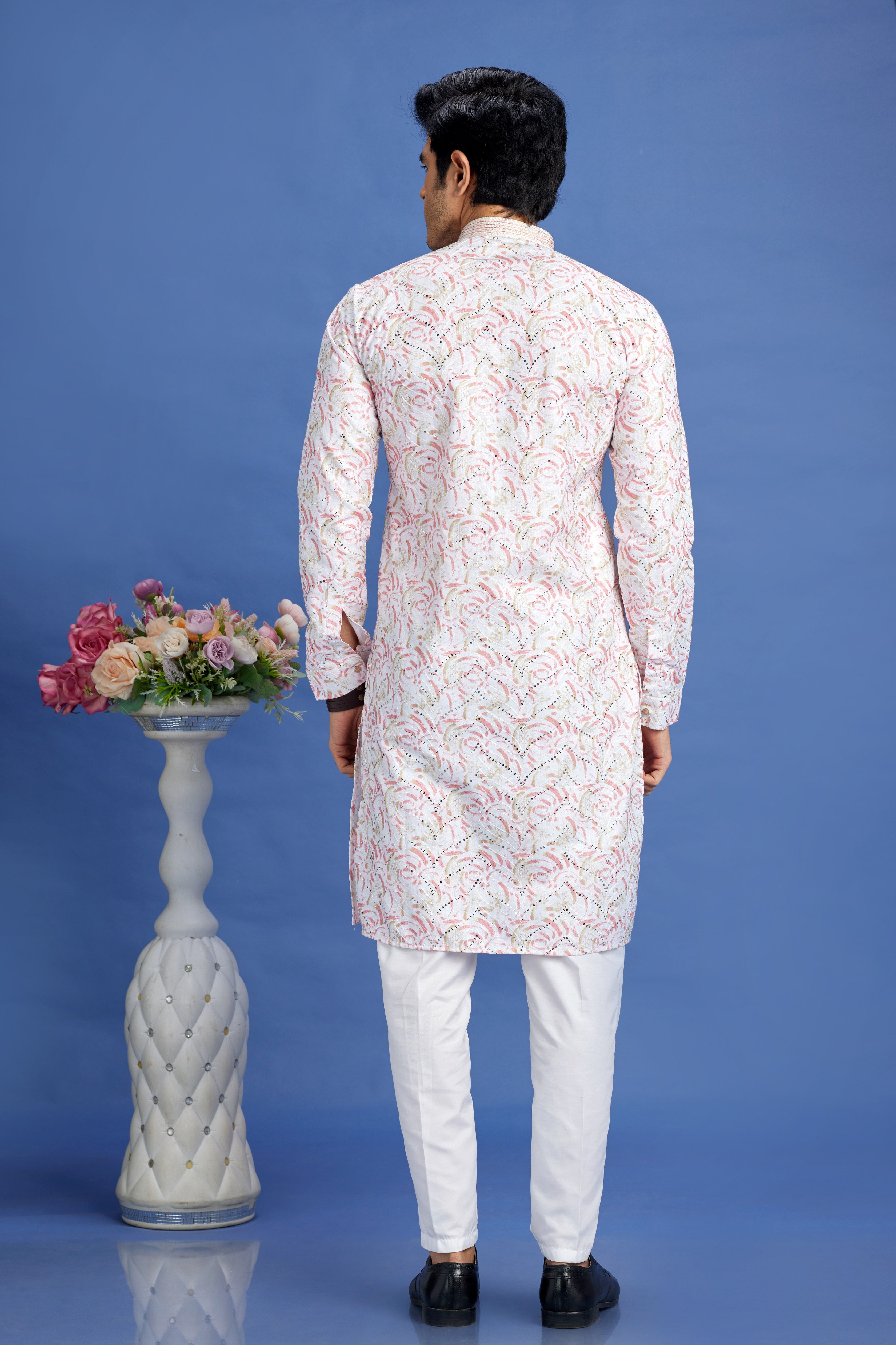 Light pink kurta pajama for men