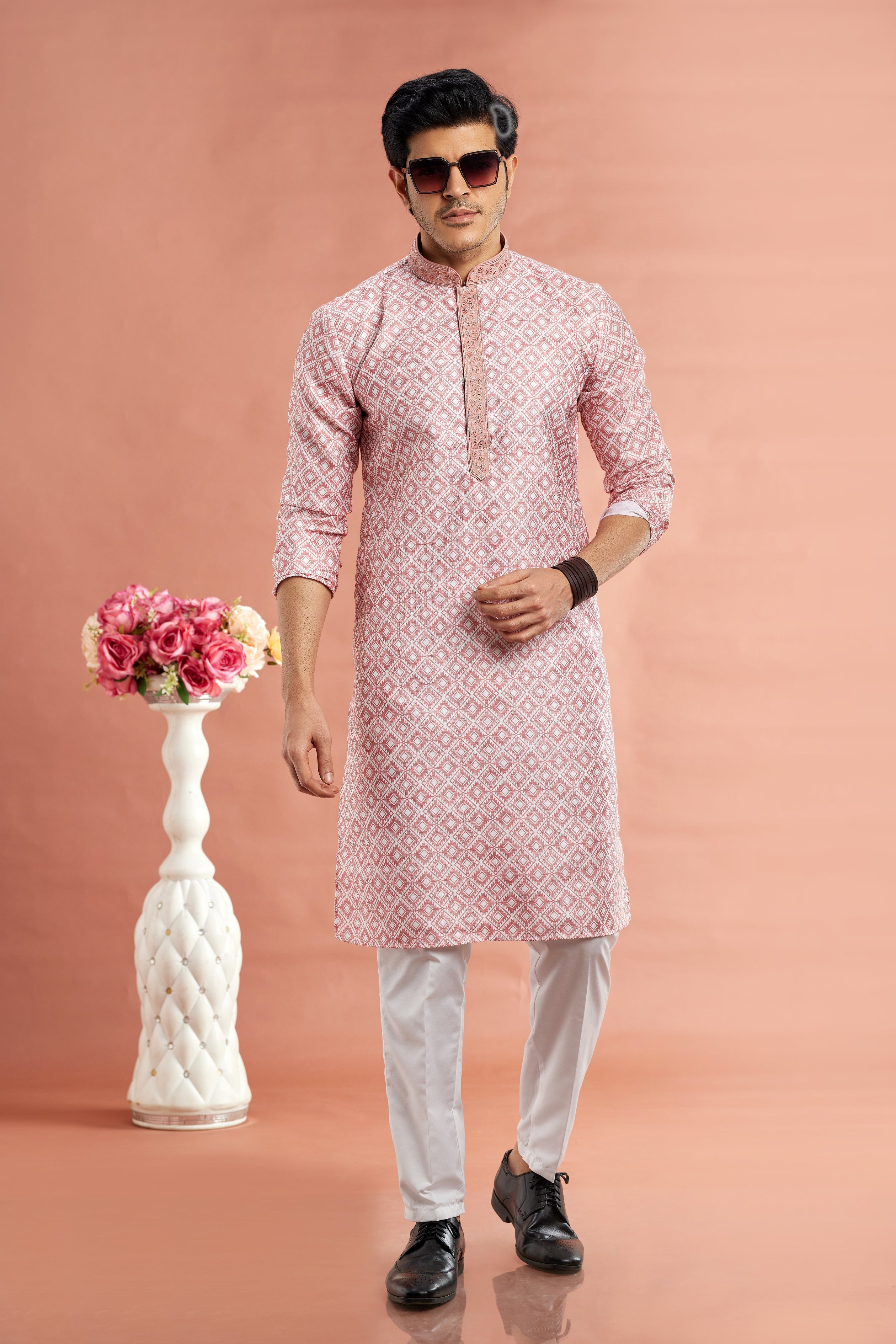 pink kurta pajama for men