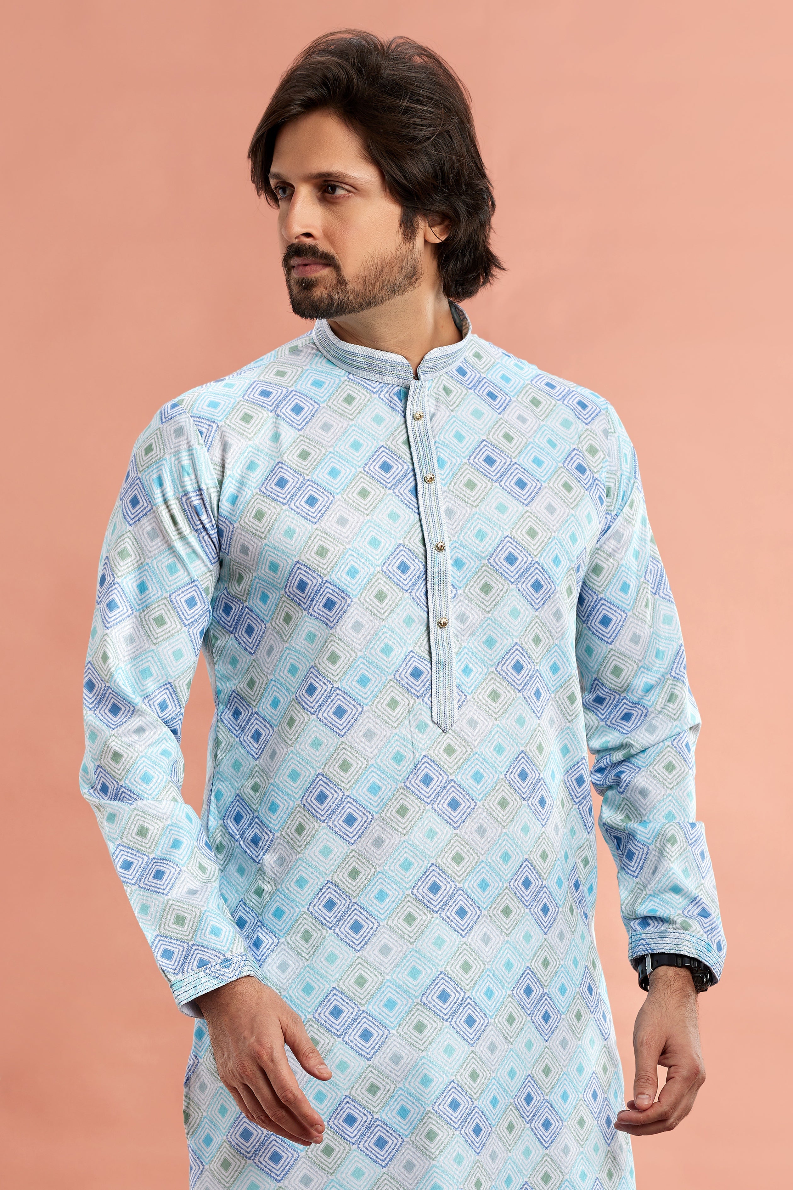 Digital print cotton kurta set
