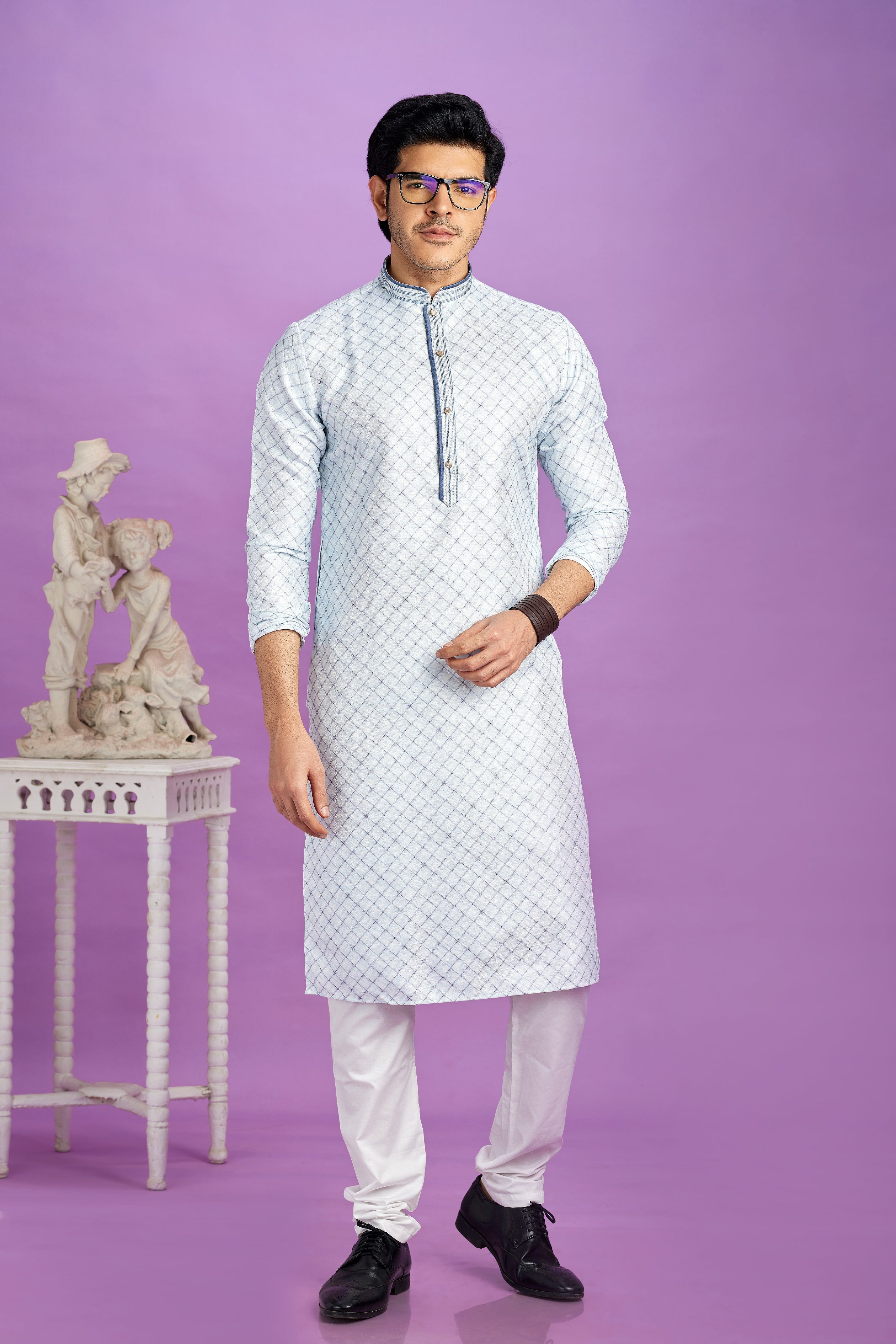 Ice grey kurta pajama for men