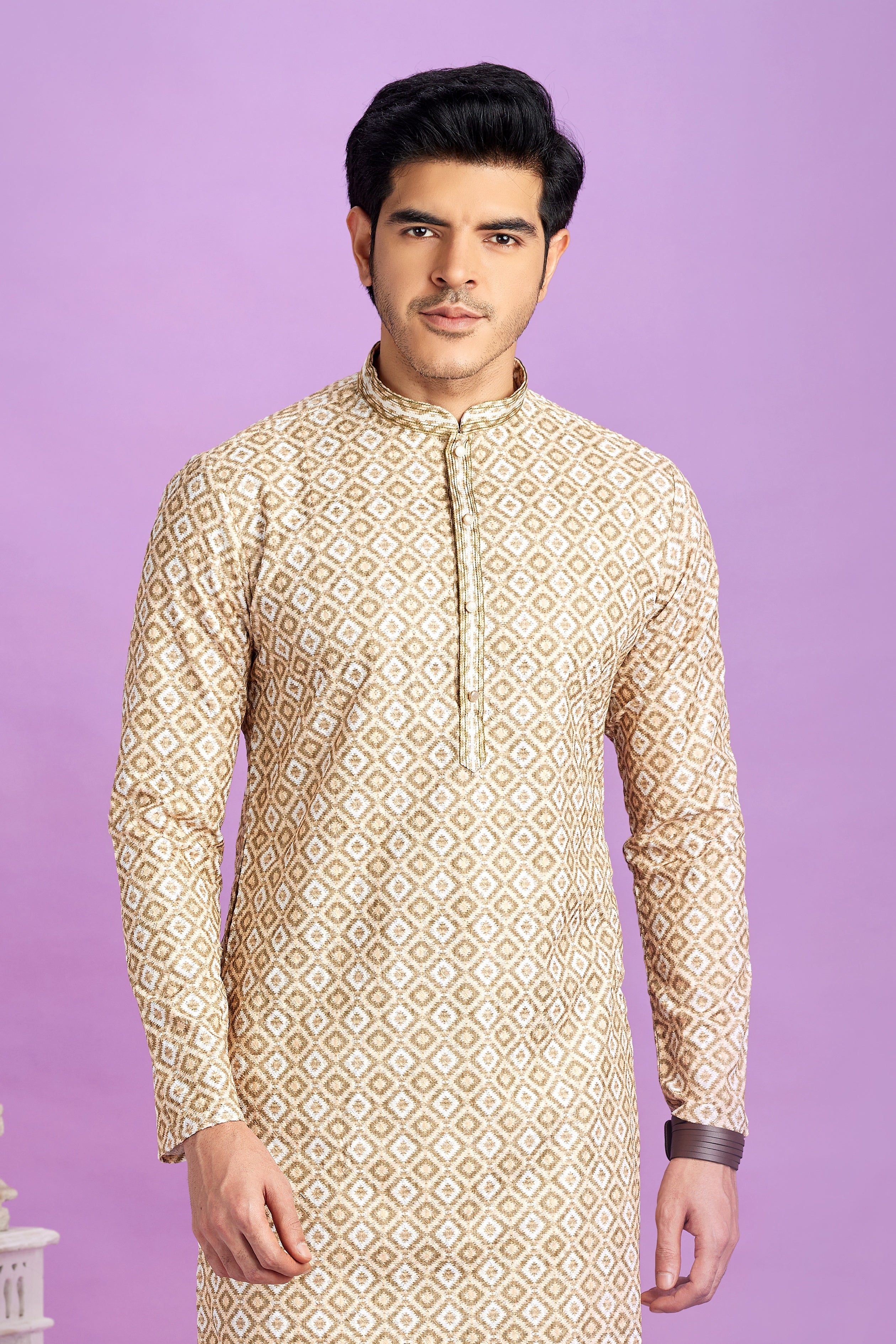 Semi cotton pintux kurta set
