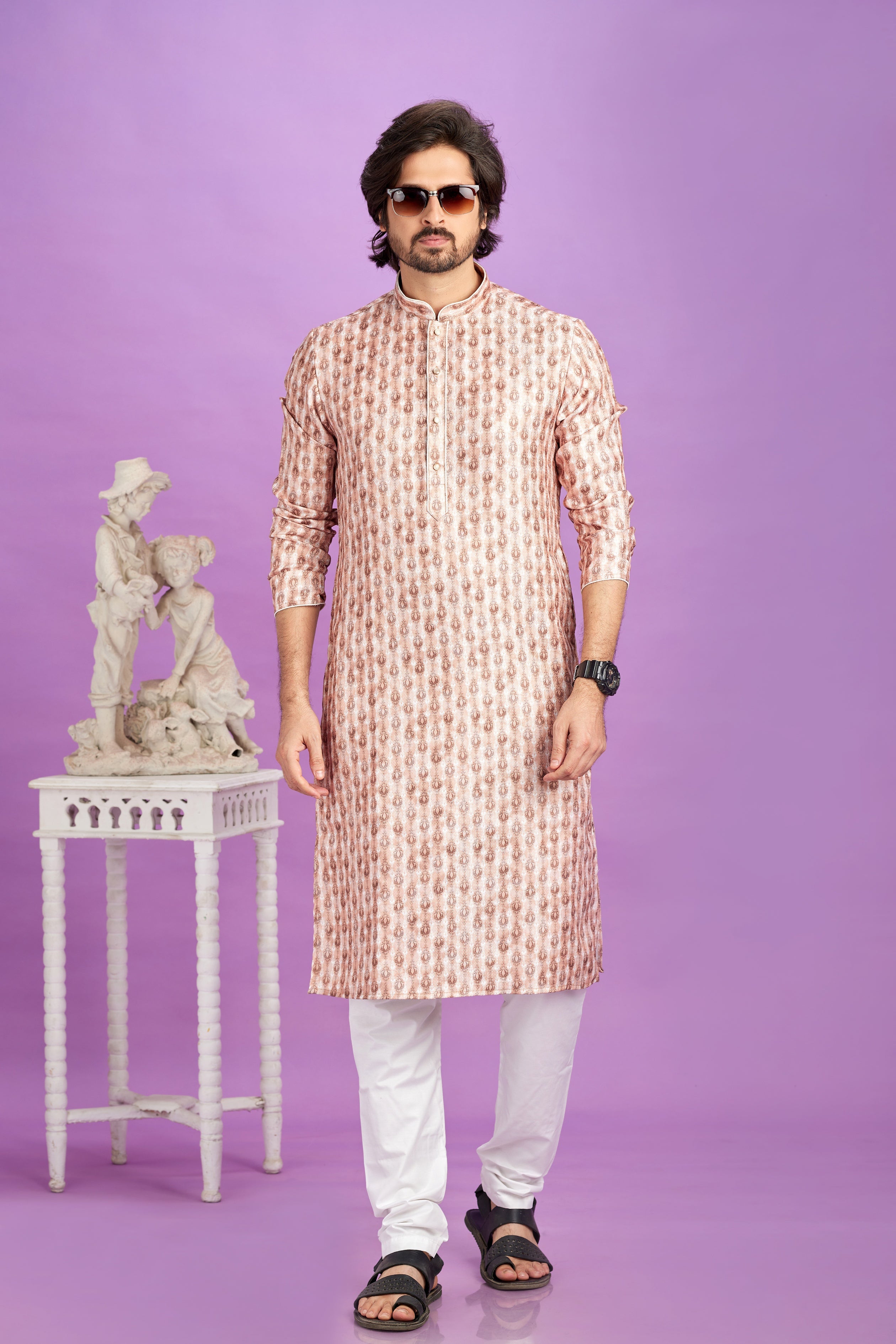 peach colour kurta pajama