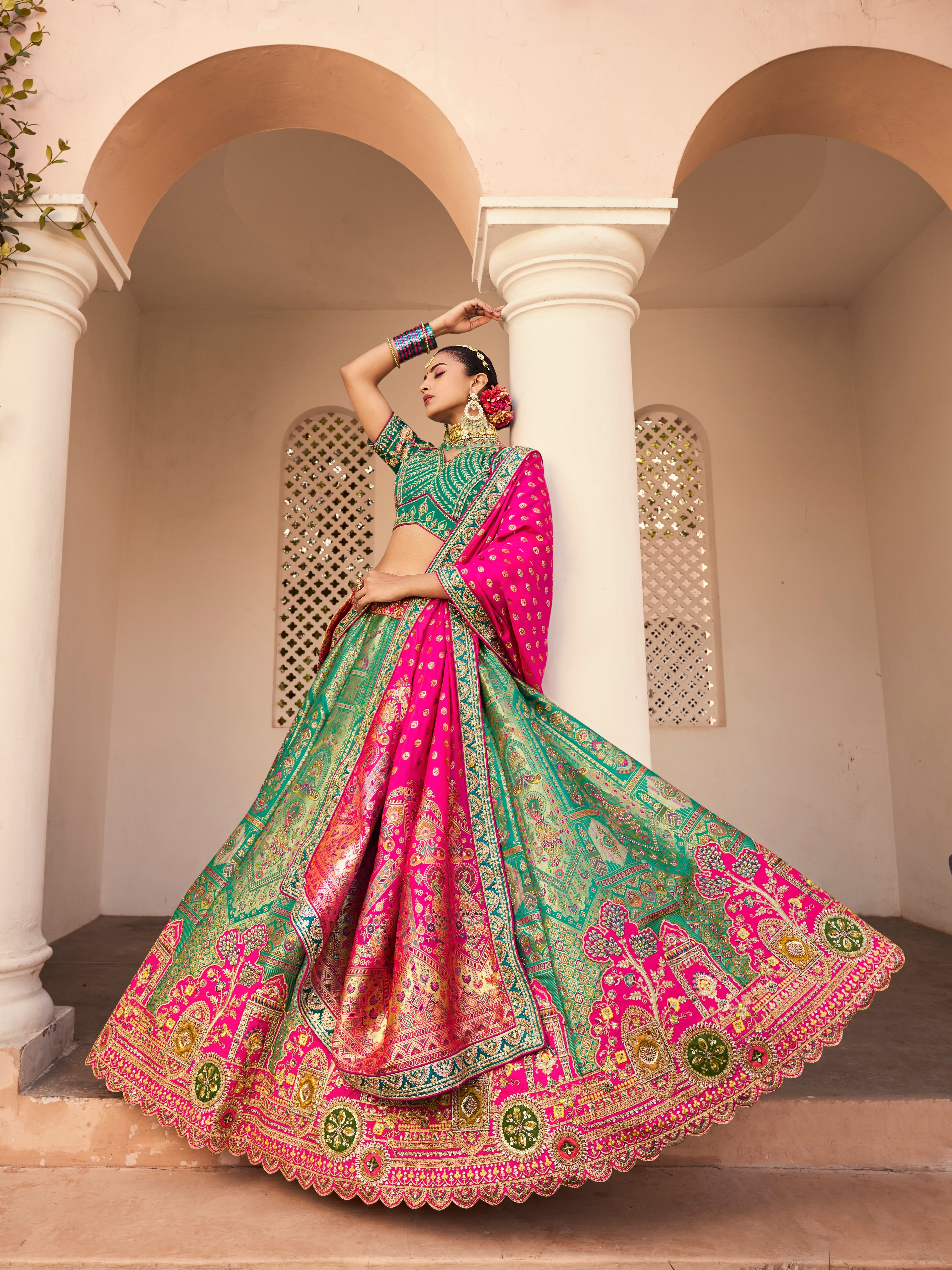 Traditional Banarasi cutwork lehenga
