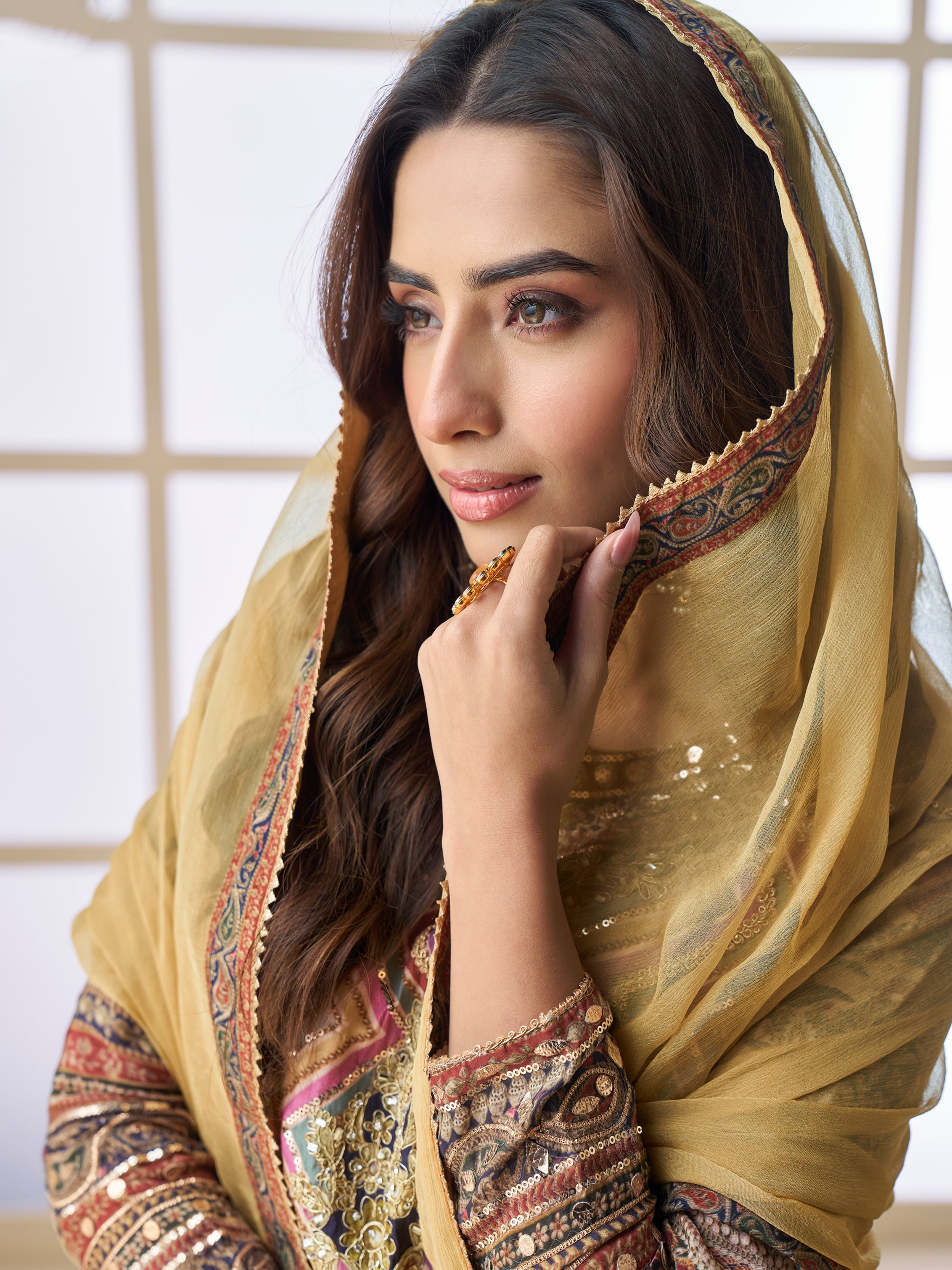 Haldi wear multicolor sharara suit with stylish prints