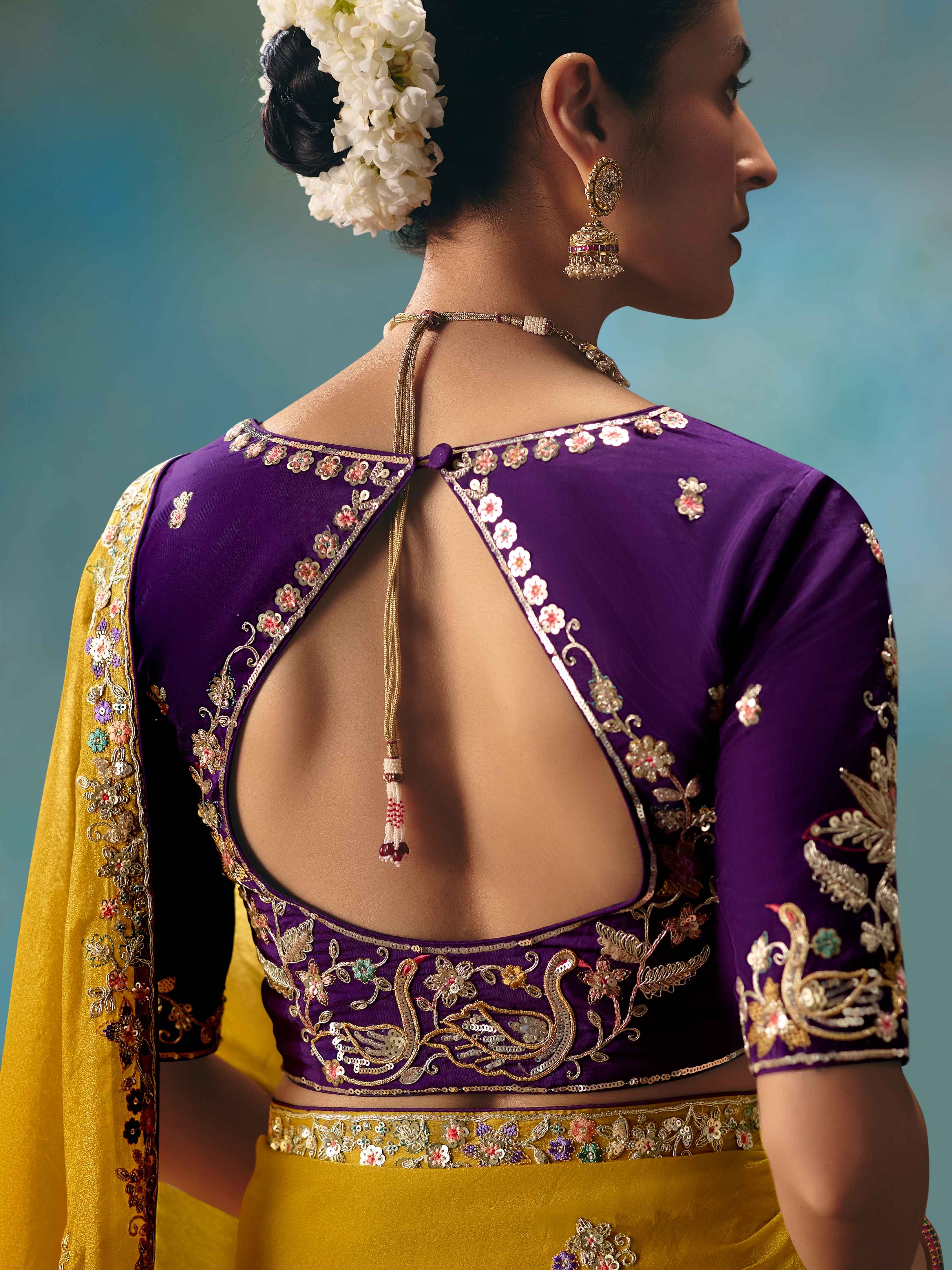 Mustard Yellow Fancy Saree with Sequins Butti
