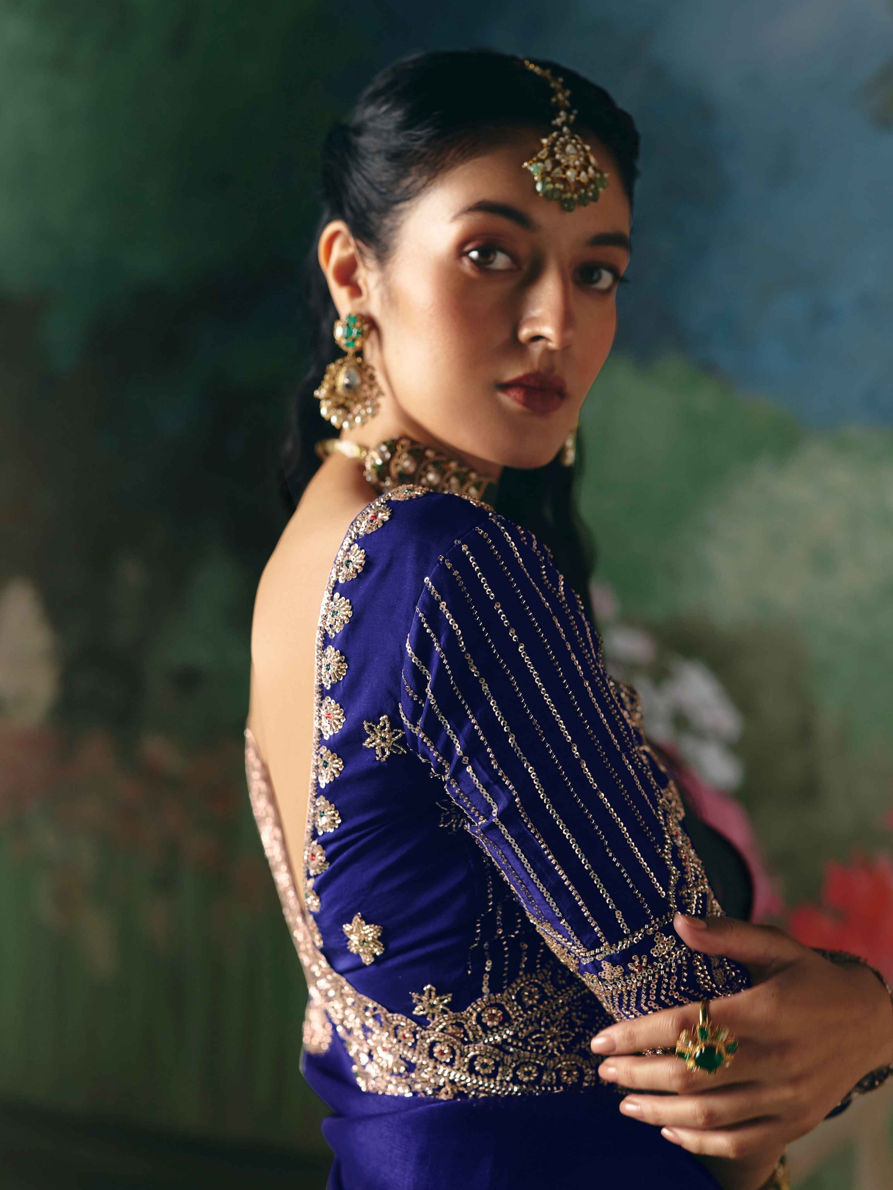 Royal Blue Premium Fancy Saree with Sequin, Stone & Beads Embroidery