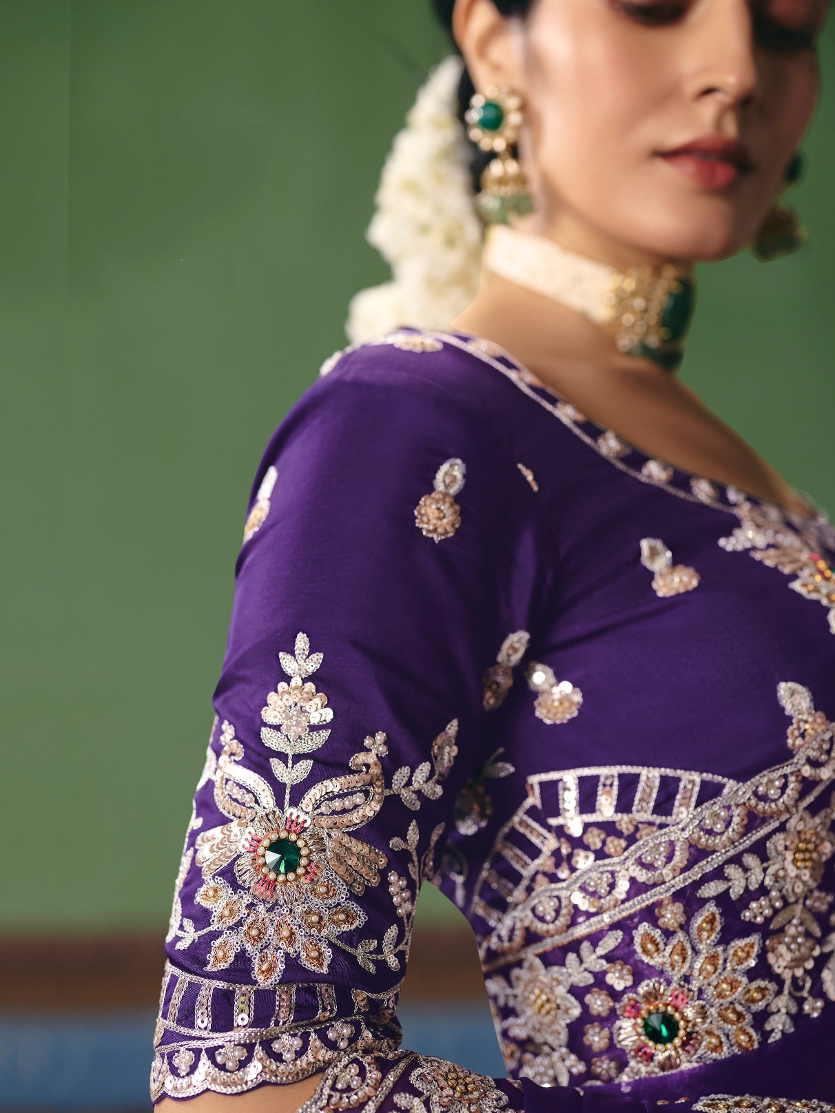 Royal Purple Wedding Saree with Heavy Embroidery Border