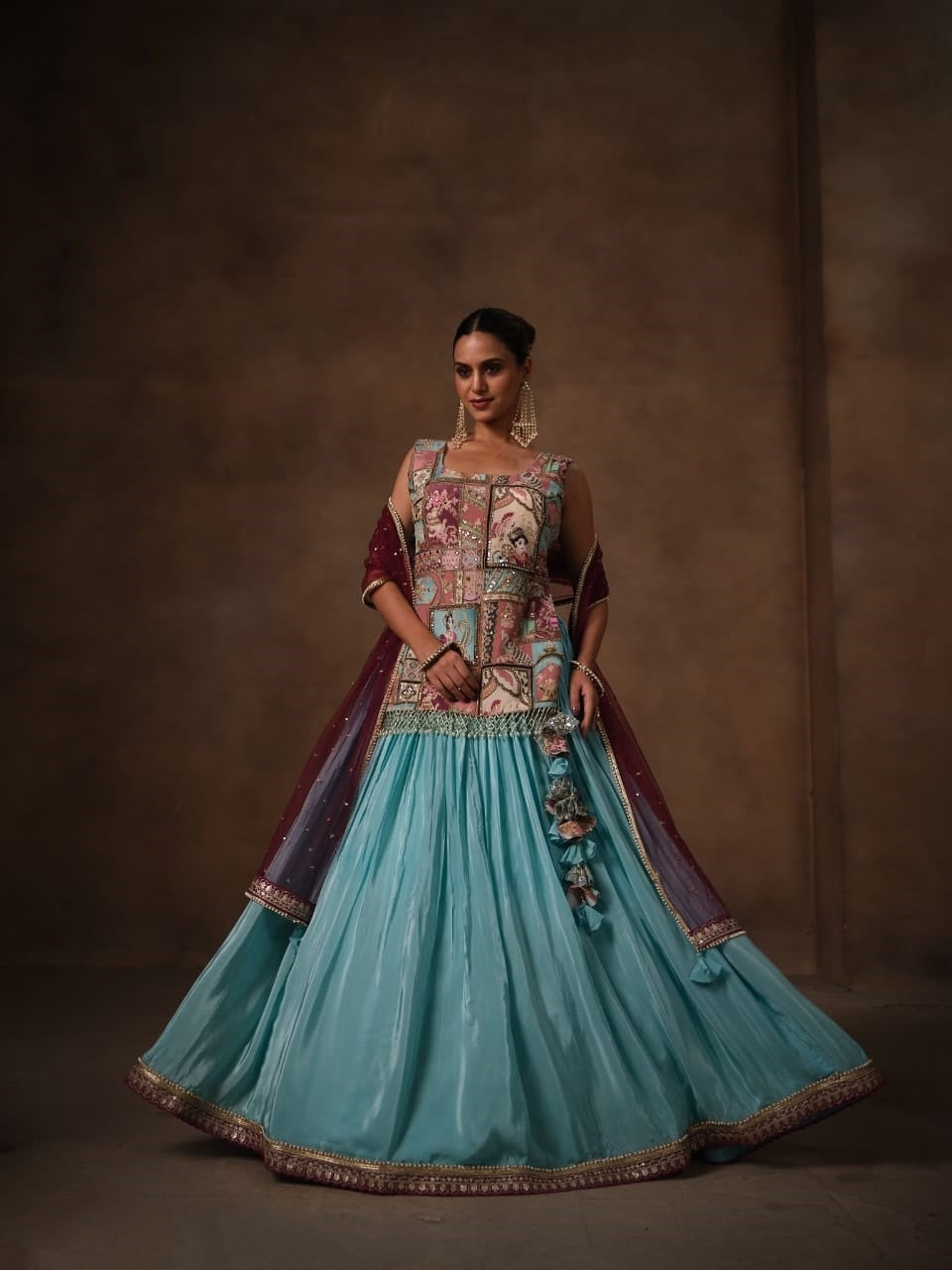 Aqua Blue Designer Lehenga Choli with Heavy Embroidery