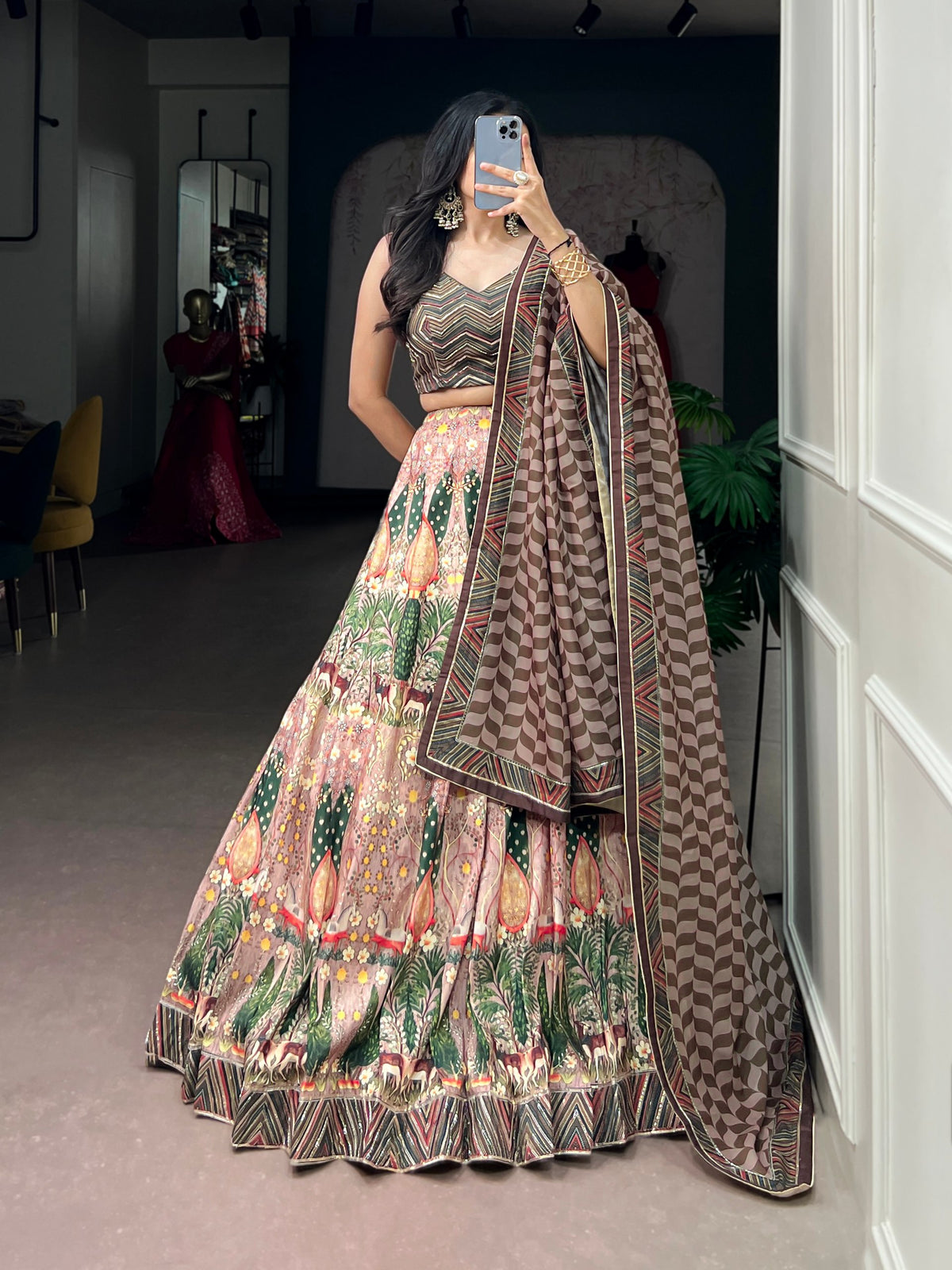 Cream Pure Satin Silk Gotta Patti Lace Work Chaniya Choli