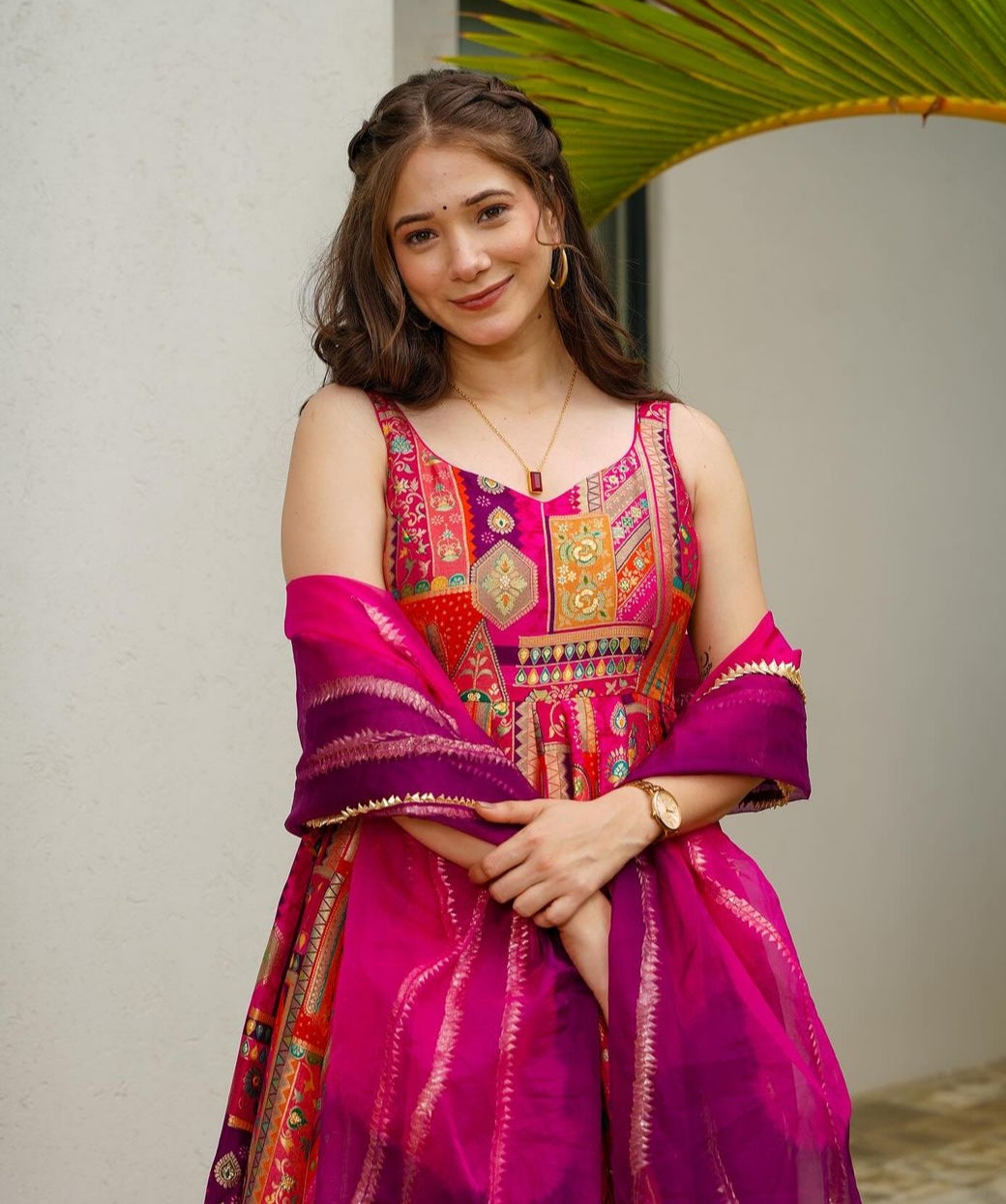 Pink Pure Heavy Soft Silk Digital Printed Anarkali Gown