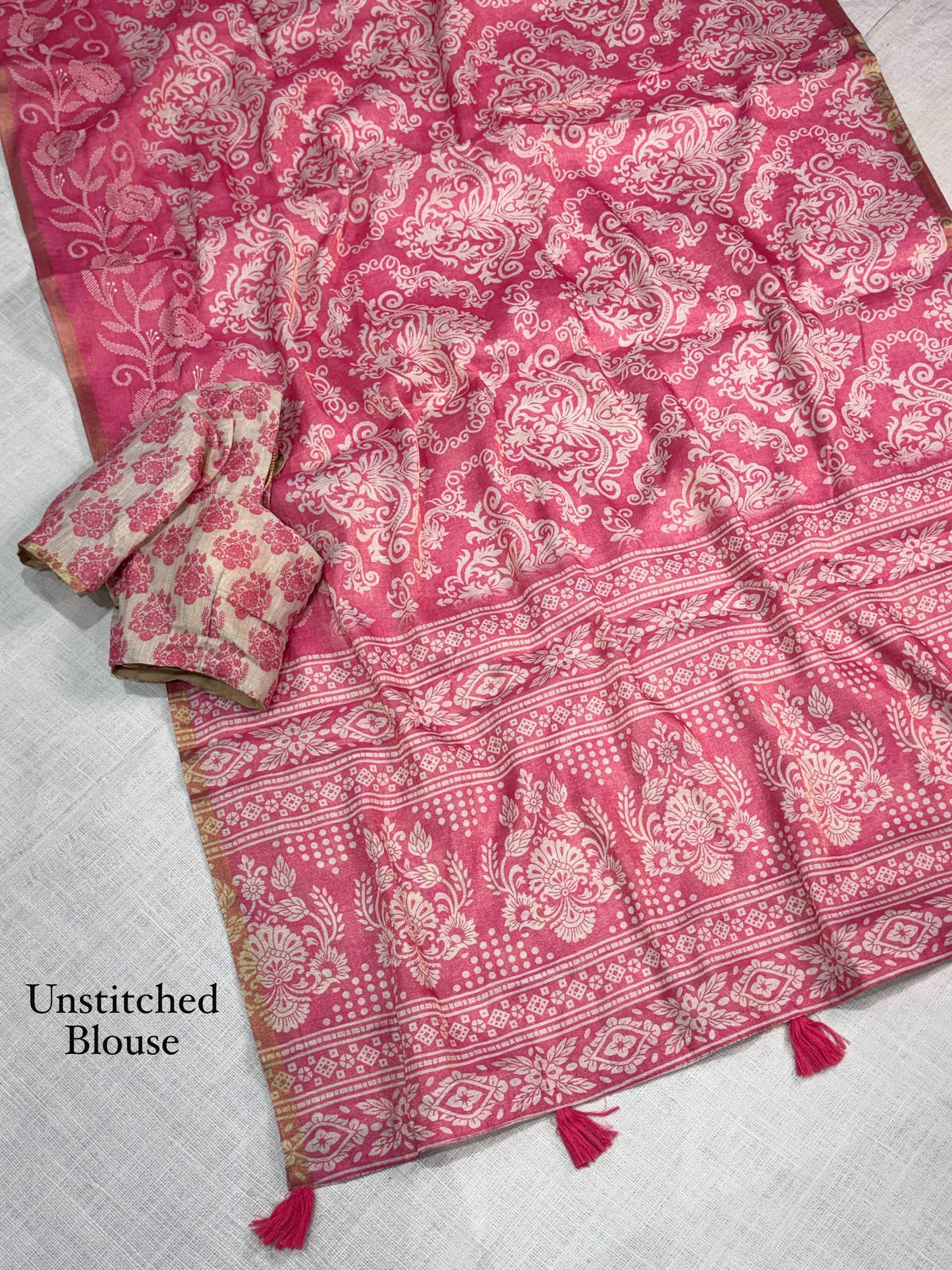 Pink Pure Soft Erode Silk Thread Embroidered Work Saree