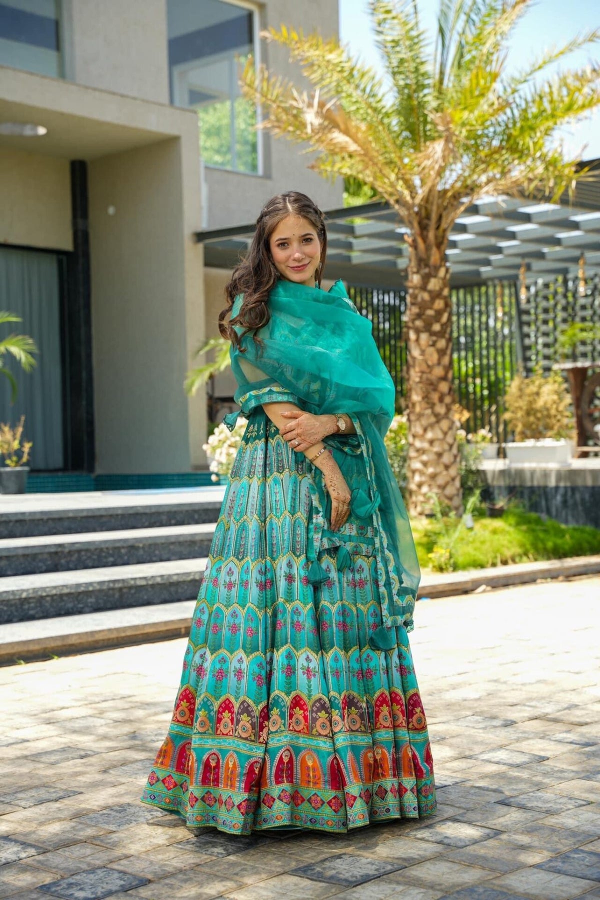 Green Pure Heavy Soft Silk Digital Printed Anarkali Gown