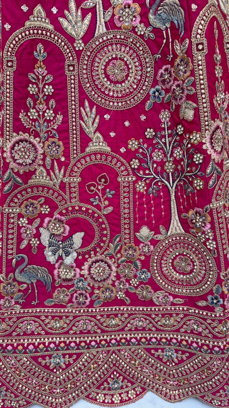 Rani Pink Pure Soft Silk Heavy Embroidery Work Bridal Lehenga