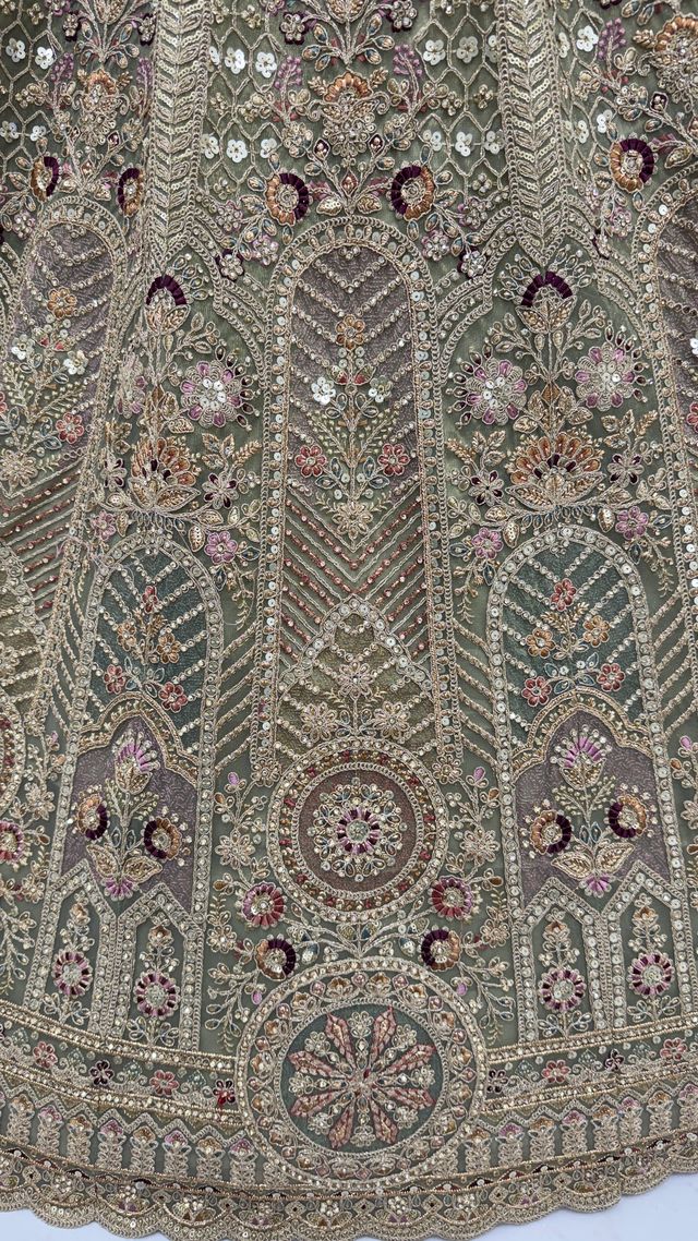 Pista Pure Soft Heavy Net Sequins Embroidery Work Bridal Lehenga