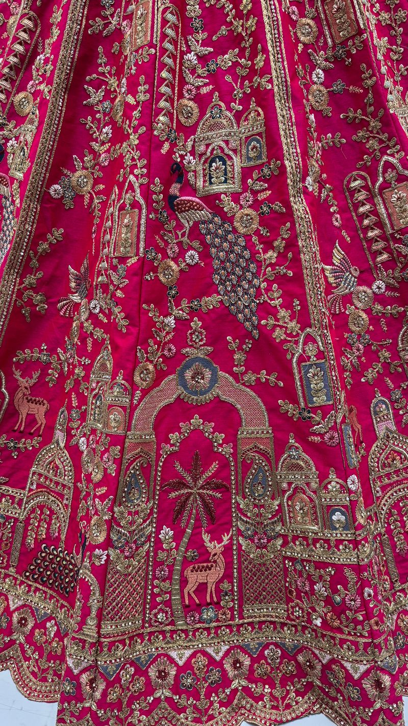 Pink Pure Soft Silk Heavy Embroidery Work Bridal Lehenga