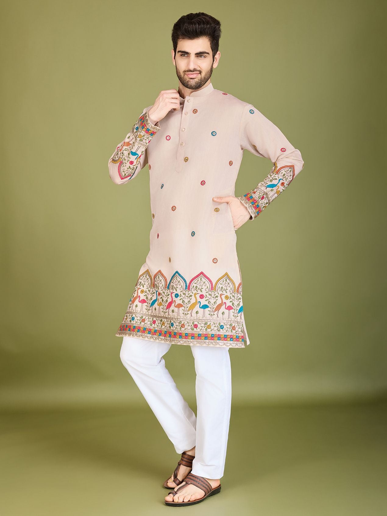 Ivery Colour Viscose Silk Heavy Thread Work Kurta Payjama