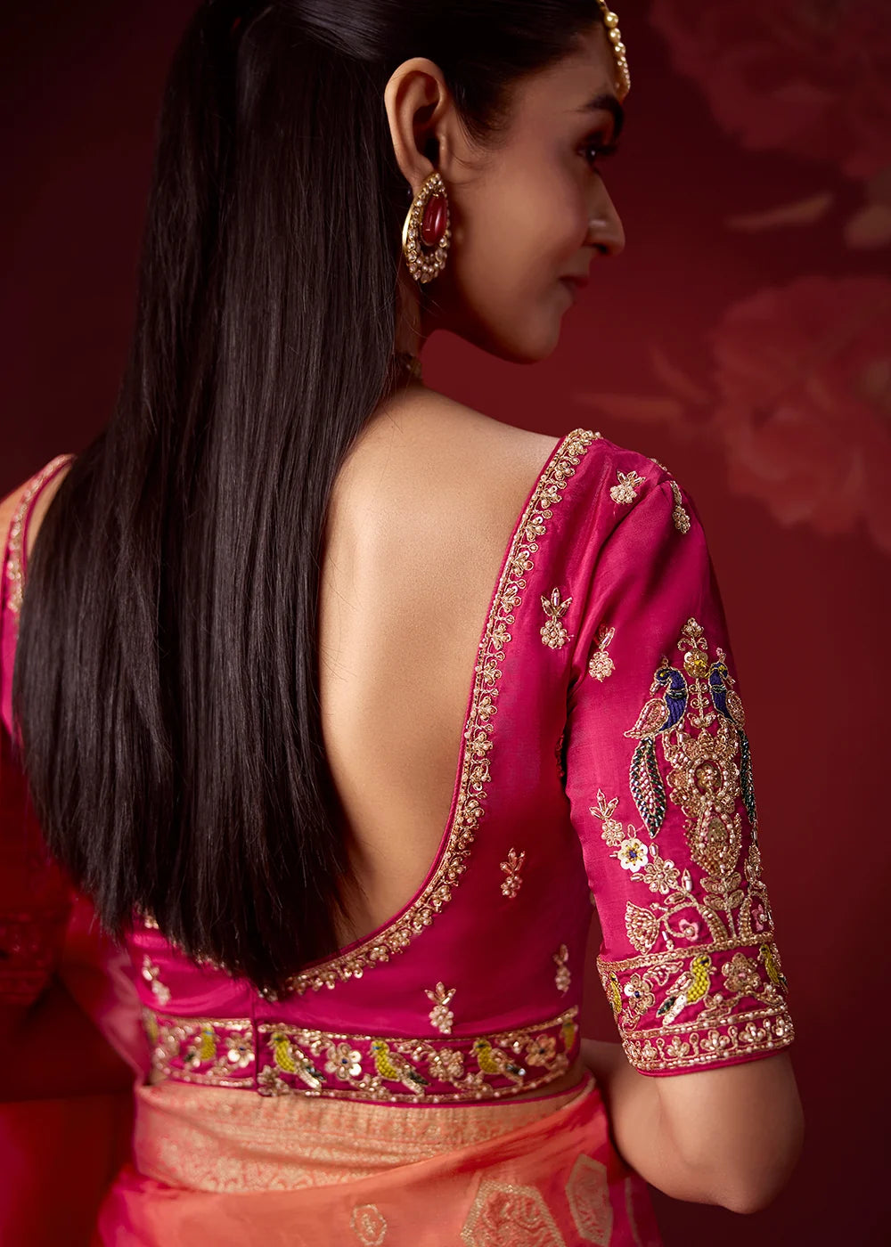Rani Pink Dola Crape Soft Silk Saree with Zari Weaving