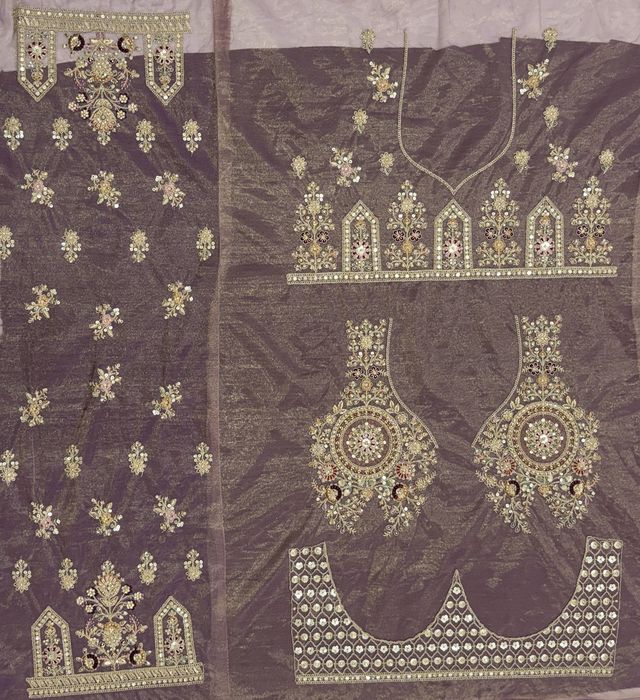 Purple Pure Soft Heavy Net Sequins Embroidery Work Bridal Lehenga