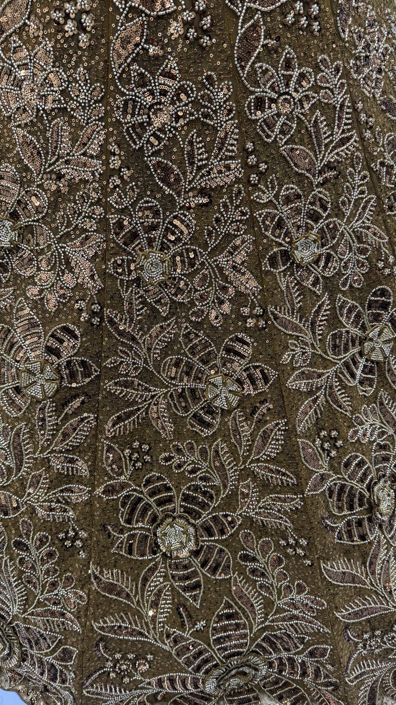 Metallic Gold Pure Soft Net Heavy Embroidery Work Bridal Lehenga
