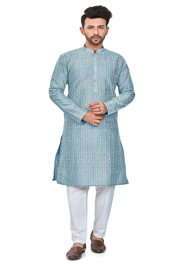 Light Blue RFSK 0013 Kurta Pajama - Anant Exports