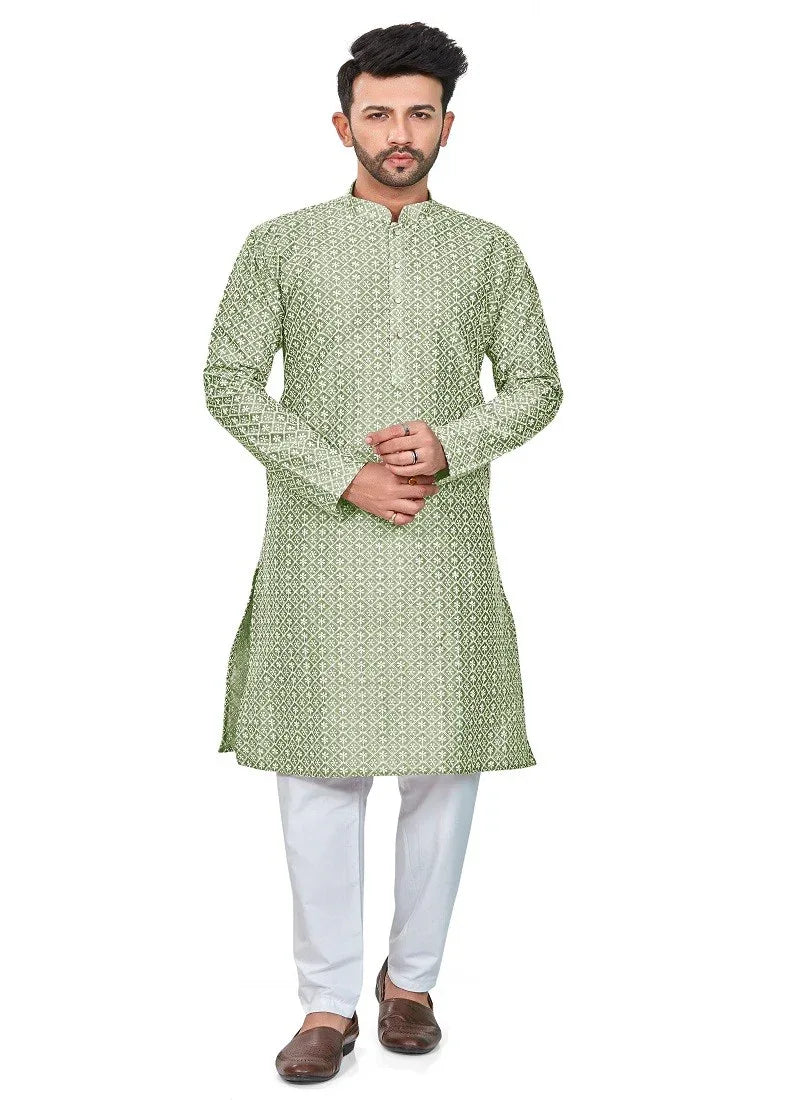 Light Green Colour RFSK 0013 Kurta Pajama - Anant Exports