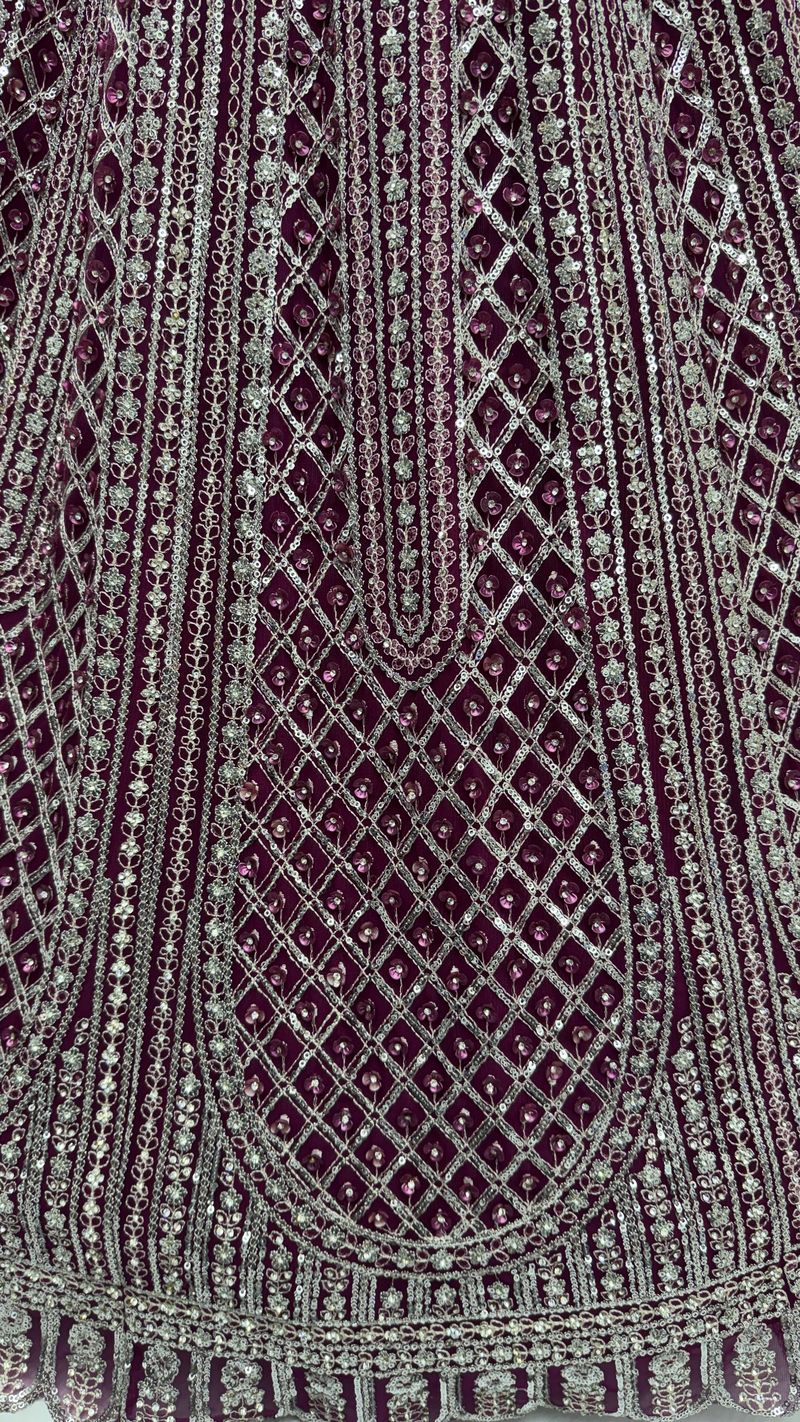 Purple Pure Soft Net Heavy Embroidery Work Bridal Lehenga