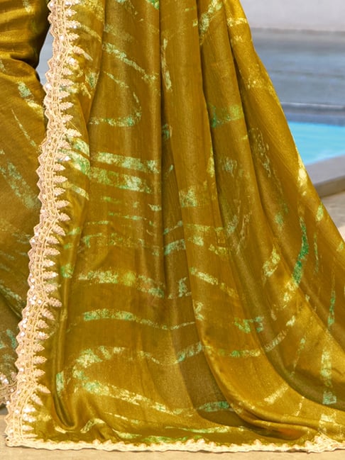 Yellow Pure Velvet Chiffon With Embroidery Work Chiffon Saree