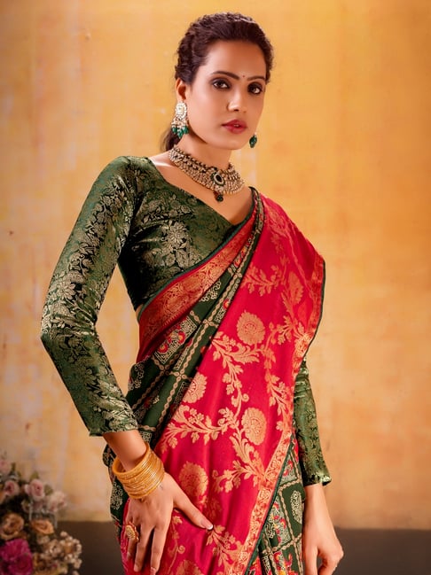 Mahendi Green Pure Maslin Jeqard Silk Patan Patola Silk Saree