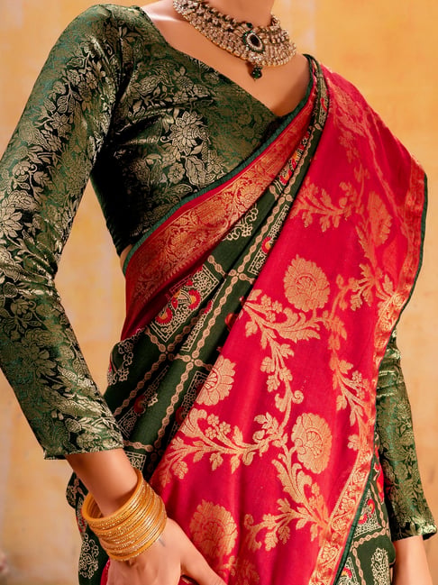 Mahendi Green Pure Maslin Jeqard Silk Patan Patola Silk Saree