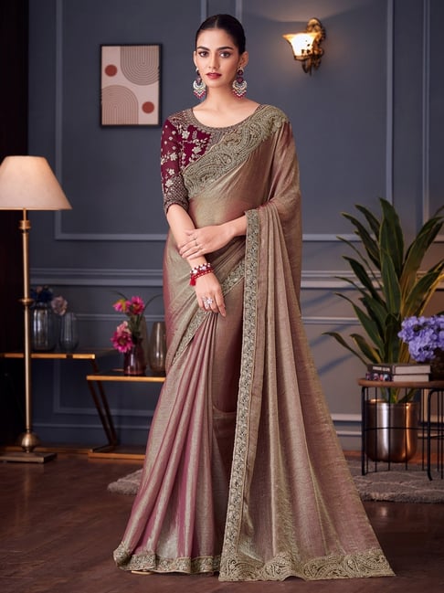 Chikoo Pure Georgette Chiffon With Embroidery Sequins Saree